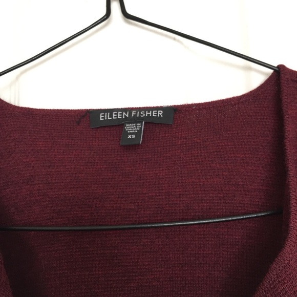 Eileen Fisher Burgundy Wool Boxy Fit Jacket Cardi - Picture 2 of 5